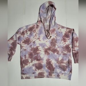 Pink Rose Tie-Dye Pullover Hoodie in Lavender & Mauve